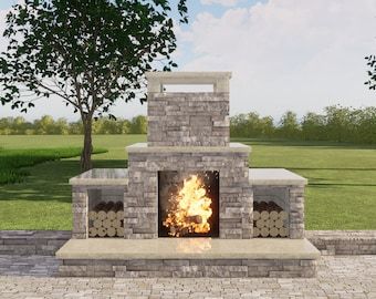 Cholla Fireplace Design DIY Construction Plan - Etsy Fireplace Construction, Build Outdoor Fireplace, Fireplace Plans, Outdoor Fireplace Plans, Fireplace Patio, Outdoor Fireplace Kits, Diy Outdoor Fireplace, Fireplace Kits, Outdoor Fireplace Designs