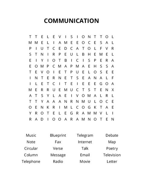 COMMUNICATION Word Search Communication Worksheets For Kids, Means Of Communication Worksheets, Communication Worksheets, Aba Activities, Means Of Communication, English Activities For Kids, Printable Puzzles, Letter To Parents, English Activities