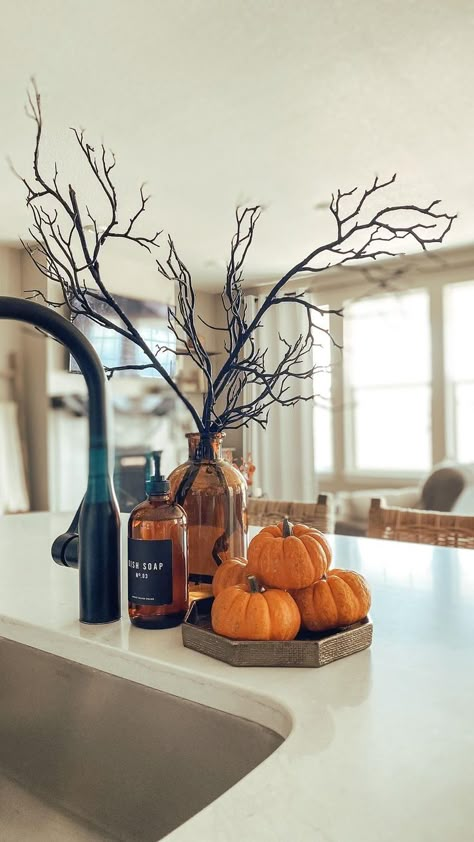 Halloween Kitchen Decor, Sink Decor, Casa Halloween, Halloween Decor Diy, Fall Decor Inspiration, Interior Vintage, Diy Halloween Decor, Fall Thanksgiving Decor, Fall Deco