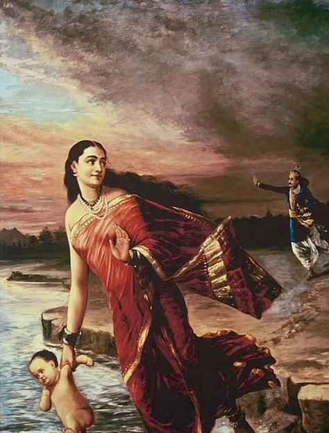 Goddess Ganga, Godly Art, Ravivarma Paintings, Raja Ravi Varma Paintings, Ravi Varma Paintings, Raja Ravi Varma, Ravi Varma, Indian Mythology, Srila Prabhupada