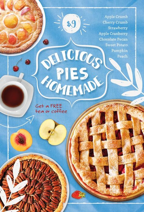 Delicious Homemade Pie Free Flyer Template - https://freepsdflyer.com/delicious-homemade-pie-free-flyer-template/ Enjoy downloading the Delicious Homemade Pie Free Flyer Template created by Bestofflyers!   #Bakery, #Bistro, #Cafe, #Cakes, #Fastfood, #Food, #Restaurant, #Special Apple Crumb, Free Psd Flyer Templates, Food Cartoon, Free Flyer Templates, How To Make Sandwich, Free Tea, Chocolate Pecan, Food Wallpaper, Food Poster Design