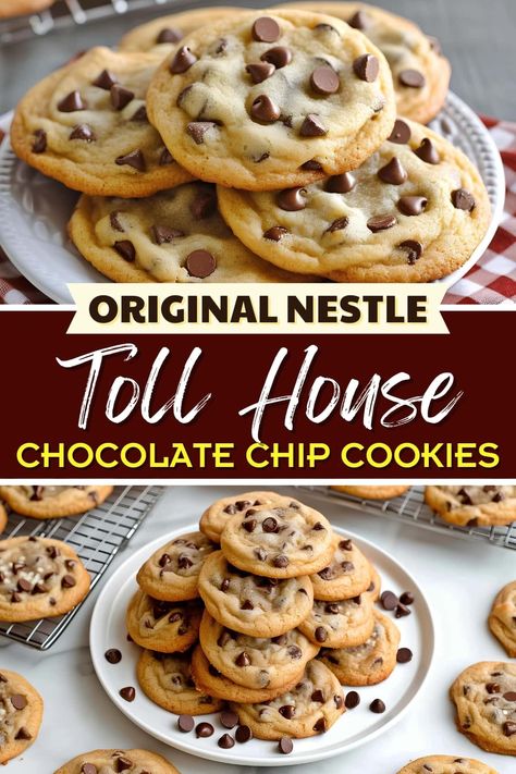 You can't beat original Nestle Toll House chocolate chip cookies. They're classic for a reason- warm, gooey, chocolatey, and perfect for snacking! Delicious. Nestle Chocolate Chip Cookie Recipe, Nestle Toll House Chocolate Chip Cookies, Pillsbury Chocolate Chip Cookies, Toll House Chocolate Chip Cookies, Nestle Tollhouse Chocolate Chip Cookies, Nestle Chocolate Chip Cookies, Football Desserts, Tollhouse Cookie Recipe, Nestle Toll House Cookies