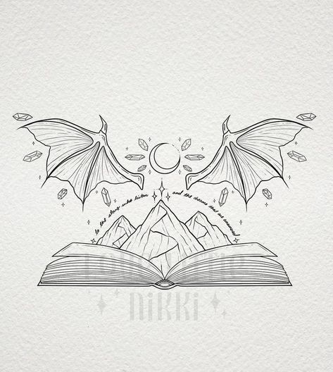 88+ Acotar Inspired Tattoos Wallpaper, Background, Images Ideas - Zicxa Photos Witch Dragon Tattoo, Book Small Tattoo, Acotar Tattoos Ideas, Acotar Design, Acotar Wings, Acotar Phone Wallpaper, Bookworm Tattoo Ideas, Acotar Mountain Tattoo, Aelin Galathynius Tattoo