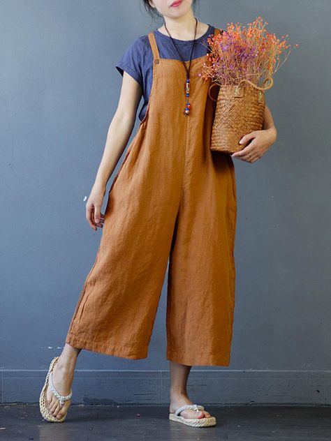 Fashion Jumpsuits, Cotton Jumpsuit, Mode Inspo, Jumpsuit Fashion, Linen Clothes, Looks Vintage, Outfits Casuales, Primavera Estate, Cute Casual Outfits