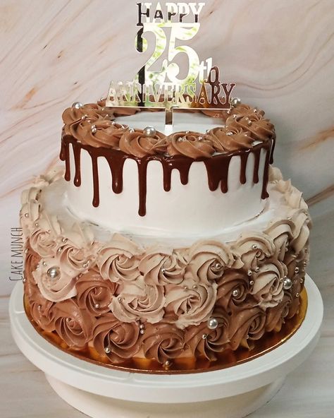 2 Tier Chocolate Birthday Cake, 3 Tier Chocolate Birthday Cake, 2 Tier Anniversary Cake Design, Chocolate Cake Two Tier, 2 Tier Chocolate Cake Design, Anniversary Cake Designs 2 Tier, 25 Anniversary Cake Designs, 2kg Cake Design For Birthday, Two Tier Cake Designs Simple