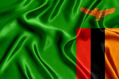 Premium Photo | Waving silk flag of zambia Happy Independence Day Zambia, Zambia Wallpaper, Zambian Flag, Africa Flag Country, Zambia Flag, Cheetah Pictures, Mozambique Flag, Elephants Playing, Zambezi River