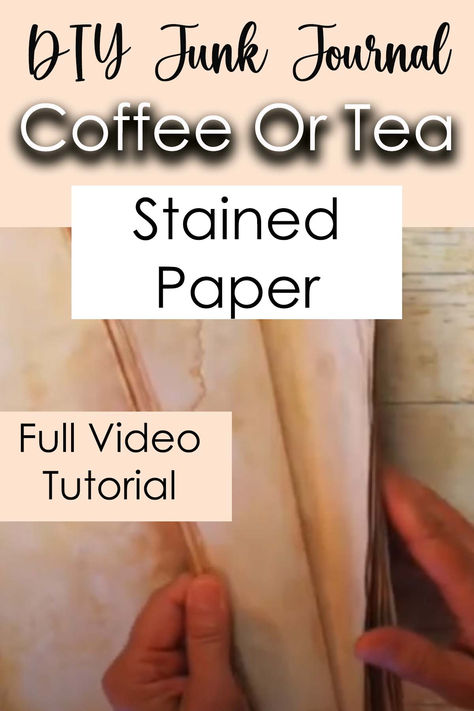 Full video tutorial for how to make your own DIY coffee or tea stained paper to put as pages in your junk journal. Tea Stained Paper Diy, Tea Staining Paper, How To Tea Stain Paper, Teabag Painting, Coffee Stained Paper, Diy Junk Journal, Stain Removal Guide, Stained Paper, Tea Stained Paper