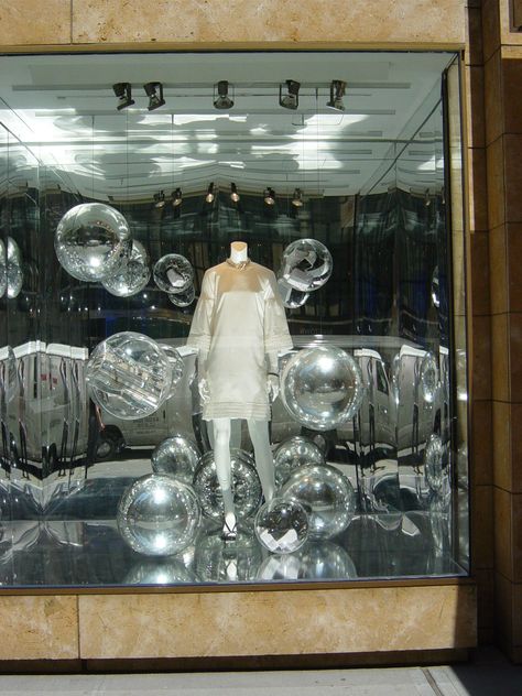 Giant Baubles, Christmas Installation, Bridal Shop Decor, Christmas Shop Window, Mannequin For Sale, At Work, Blue Christmas Decor, Store Window Displays, Stylish Interior Design