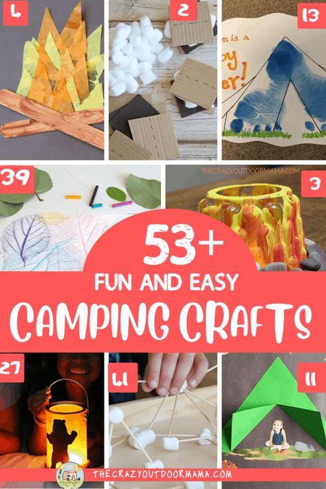 51+ Fun and Easy Camping Crafts Camping Theme Class Party, Kids Camping Crafts Ideas, Crafts About Camping, Daycare Camping Theme Activities, Easy Camping Crafts For Kids, Camp Theme Crafts For Kids, Camp Out Day At School, Camping Theme For Preschoolers, Camping Themed Crafts For Kids