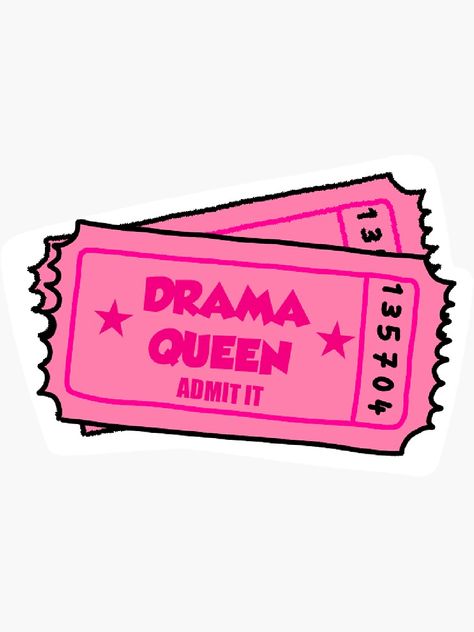 Drama Queen Tattoo, Drama Queen Aesthetic, Drama Queen Meme, Queen Tickets, Drama Stickers, Paper App, Drama Aesthetic, Senior Jackets, Queen Drawing