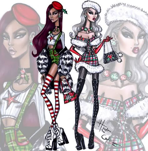 Bratz Christmas, Hayden Williams Illustrations, Hayden Williams Fashion, Hayden Williams, Fashion Drawings, Fashion Illustration Dresses, Fashion Illustration Sketches, Illustration Fashion Design, Fashion Sketch