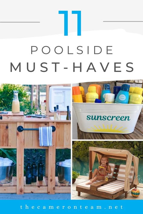 11 Poolside Must-Haves, Plus More! | An Ideal Summer Swimming Pool Deck Decorating Ideas, Backyard With Pool Decorating Ideas, Functional Pool Area, Pool Items Storage Ideas, Pool Patio Organization Ideas, Outdoor Pool Organization Ideas, Pool Deck Must Haves, Pool Cleaning Equipment Storage Ideas, Inground Pool Must Haves