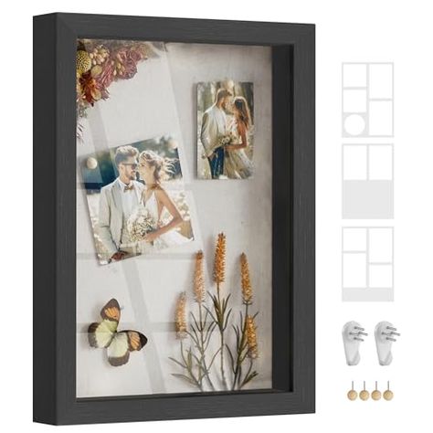 Shadow Box Paper Art, Bachelor Bathroom, Desk Wall Decor, Photo Arrangement, Black Photo Frames, Desk Wall, Collage Picture Frames, Box Paper, Push Pins