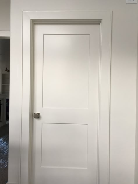 Shaker Style Door Casing, Modern Traditional Door Trim, Flat Door Trim Shaker Style, Two Panel Shaker Interior Door, Door Trim, Modern Door Casing, Shaker Style Door Trim, Door Casing Ideas, Shaker Single Panel Interior Door