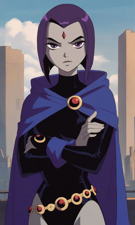 Raven Team Titans, Raven Nails Designs Teen Titans, Raven Drawing Teen Titans Fanart, Black Raven Cosplay, Female Hear Me Out Characters, Raven Dc Icons, Black Haired Female Character, Dc Female Villains, Hear Me Out Female