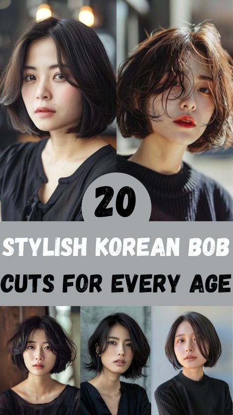 Discover the timeless appeal of Korean bob haircuts, celebrated for their chic simplicity and versatility. Perfect for any age, these trendy bob cuts offer a modern twist with clean lines, soft waves, and effortless layers. Whether you want a youthful, playful look or a sophisticated style, there’s a Korean bob to complement every personality and preference. Medium Bob Asian Hair, Round Face Haircuts Korean Style, Asian Bob Round Face, Bob For Asian Hair, Hairstyles For Asian Round Faces, Layered Bob Hairstyles Korean, French Bob Haircut Asian, Korean Layered Bob Haircut, Asian Bob With Curtain Bangs