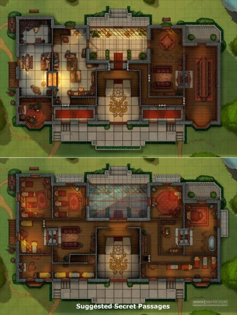 D&d Mansion Map, Dnd Noble House Map, Hotel Rpg Map, Mansion Rpg Map, Dnd Mansion Map, Dnd House Map, Manor House Interior, Manor Floor Plan, Manor Interior