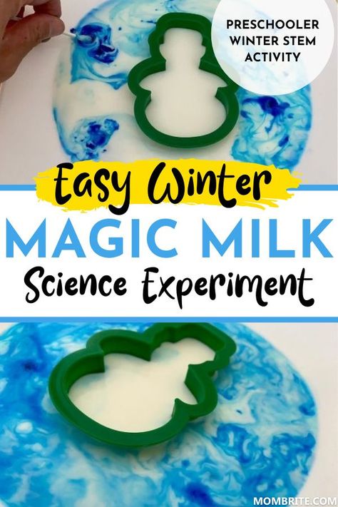 Winter Steam Activities For Preschool, Letter M Science Experiment, Northern Lights Science Experiment, Winter Stem Preschool, Snow Experiments Preschool, Winter Activities Preschool Crafts, Seasonal Science Experiments, Hot Chocolate Science Experiment, Preschool Winter Science Activities