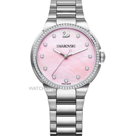 Swarovski Ladies' City Watch Rose Watch, Watches Logo, Bezel Jewelry, Silver Watches Women, Gray Bracelet, Rhinestone Watches, Pink Watch, Watches For Sale, Rose Bracelet