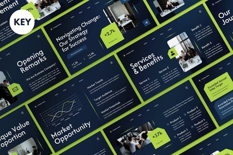 Blue Green Modern Company Pitch Deck Keynote Incl. presentation & slides - Envato Elements Ui Design Principles, Blue Company, Baking Logo Design, Creative Proposals, Ppt Template Design, Marketing Kit, Business Pitch, Business Company, Pitch Deck