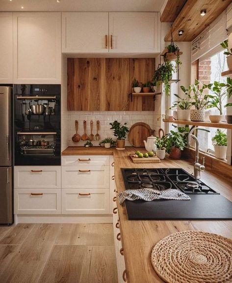 Boho Kitchen, Kitchen Inspiration Design, Kitchen Inspo, White Cabinets, Kitchen Style, Rustic Kitchen, Dream Home Design, Interior Design Kitchen, Home Decor Kitchen