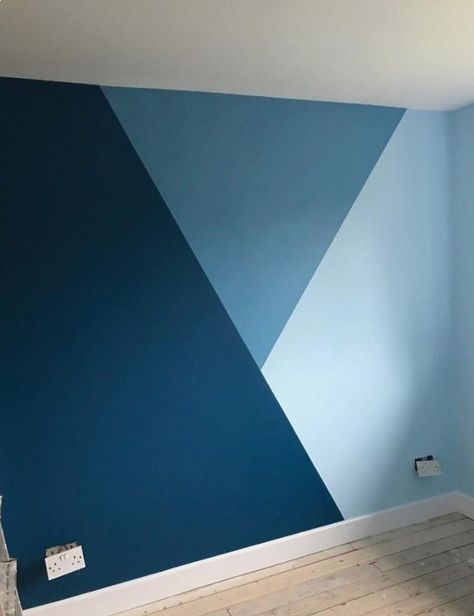 Taped Wall Designs Painters Bedroom, Diy Geometric Wall Paint Bedrooms, Color Palette 3 Colors Blue, Simple Geometric Wall Paint Living Room, Tri Color Wall Paint, Geometric Wall Paint 3 Colors, Geometric Wall Paint Office, Blue Boys Room Paint, Geometric Wall Paint Kids