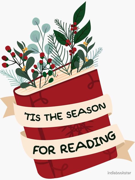 Library Card Sticker, Christmas Library Displays, Winter Library Displays, Christmas Library Display, Merry Bookmas, Christmas Library, Reading Stickers, Bookish Art, Library Book Displays