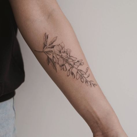 Wisteria Tattoo Taylor Swift, Fine Line Wisteria Tattoo, Wisteria Tattoo Black And White, Wisteria Tattoo Foot, Wisteria Vine Tattoo, Japanese Wisteria Tattoo, Wisteria Tattoo Design, Wisteria Tree Tattoo, Tswift Tattoos