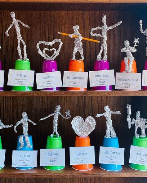 Family Awards Ideas Fun, Funny Trophies Ideas Diy, Awards For Teachers Ideas, Diy Dundie Award, Camp Awards Ideas For Kids, Class Celebration Ideas, Homemade Awards Ideas, Art Awards For Students, Family Awards Ideas