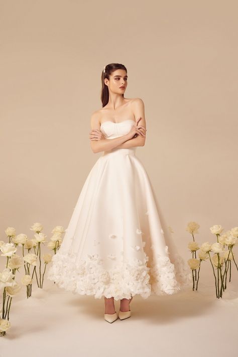 Look 19 — Nicole + Felicia Couture Nicole Felicia Couture, Nicole Felicia, Rosette Dress, Minimal Wedding Dress, Civil Wedding Dresses, Silk Wedding Dress, Dream Wedding Ideas Dresses, 2024 Wedding, Shower Dresses