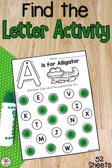 These letter recognition worksheets will help your kids practice identifying and finding capital and lowercase letters. Pre K Letter Recognition Worksheets, Beginning Letter Recognition Activities, Letter Identification Preschool, Preschool Letter Recognition Worksheets, Letter A Recognition Activities, Teaching Letter Recognition Preschool, Identifying Letters Activities, Preschool Letter Identification, Letter S Activities For Preschool