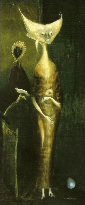 Leonora Carrington, detail from Samain (c. 1951). Oil on canvas. Leonora Carrington Art, Zdzisław Beksiński Paintings, Art Sinistre, Leonora Carrington, Zdzisław Beksiński, Art Noir, Max Ernst, Mexican Artists, Creepy Art