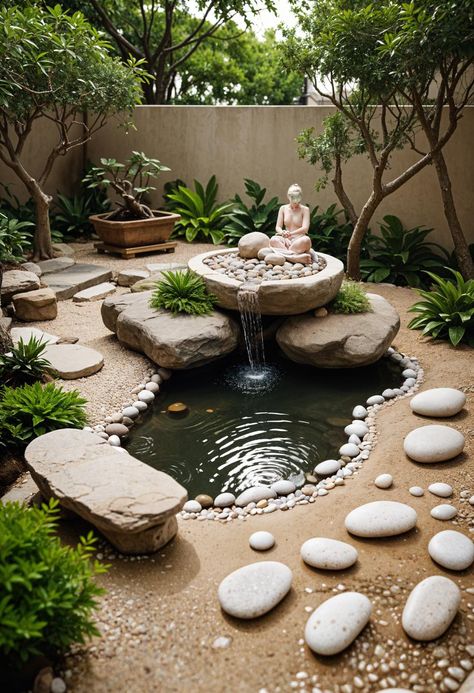 25 Stunning Small Garden Layout Ideas 37 Small Garden Layout Ideas, Lush Backyard, Small Garden Layout, Garden Layout Ideas, Small Japanese Garden, Outdoor Sitting, Relaxing Backyard, Buddha Garden, Zen Garden Design