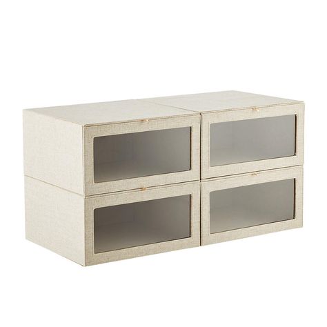 Linen Cambridge Drop-Front Sweater Box | The Container Store Closet Boxes, Sweater Box, Closet Storage Bins, Storage Organizers, Handbag Storage, The Container Store, Front Sweater, Well Lights, Custom Closets