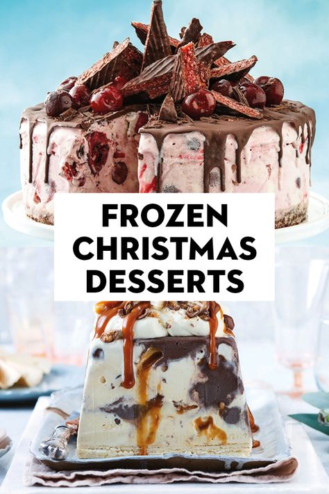 Holiday Ice Cream Desserts, Frozen Christmas Desserts, Christmas Ice Cream Desserts, Bombe Alaska, Frozen Recipes, Holiday Ice Cream, Christmas Ice Cream, New Year's Desserts, Xmas Desserts