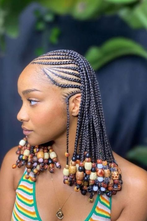 Fulani Braids With Beads Cornrows Natural Hair, Quick Braids, Goddess Braids Hairstyles, African Hair Braiding Styles, Braided Cornrow Hairstyles, Braided Hairstyles For Teens, Quick Braided Hairstyles, Protective Hairstyles Braids, Short Braids