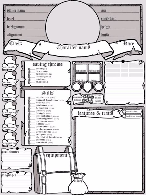 Character Creation Sheet, Character Sheet Ideas, Dnd Character Sheets, Rpg Character Sheet, Character Sheet Writing, Dnd Journal, Dnd Character Sheet, Dnd Things, Character Sheet Template