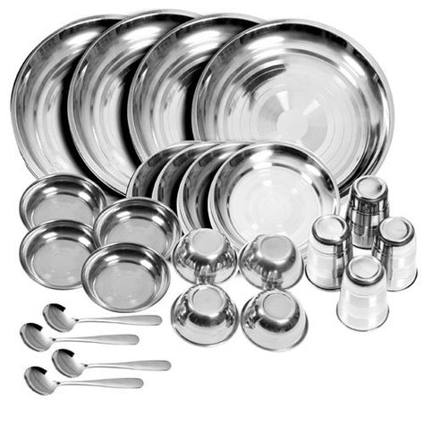 King International Stainless steel dinner set of 24 pcs with Branded Box Packing (Glass, Curry Bowl, Desert bowl, Spoon, Quater Plate and Full Plate). For product info go to:  https://all4hiking.com/products/king-international-stainless-steel-dinner-set-of-24-pcs-with-branded-box-packing-glass-curry-bowl-desert-bowl-spoon-quater-plate-and-full-plate/ Steel Dinner Set, Camping Plates, Buffet Plate, Curry Bowl, Modern Kitchen Storage, Dinner Service, Stainless Steel Plate, Dinner Set, Dinner Plate Sets