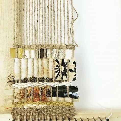 Leslie Rottner | Artist (@leslierottnerart) • Instagram photos and videos Weaving Mixed Media, Lenore Tawney Weaving, Tapestry Loom Weaving, Wall Weave, Tapestry Loom, Mixed Media Textiles, Fiber Sculpture, Weaving Wall Hanging, Textiles Projects