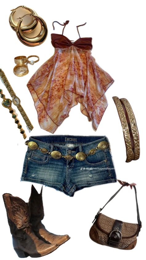 Y2k Western Outfits, 2000s Festival Outfit, 90s Cowgirl Fashion, Vintage Cowgirl Outfits, Y2k Festival Outfit, 2000s Cowgirl, Cow Print Outfit, Cool Cowgirl, Y2k Cowgirl