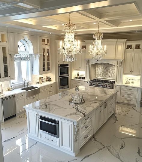 Elegant Kitchen Design, Fancy Kitchens, Dream Kitchens Design, Kitchen Remodel Design, Marble Counter, House Design Kitchen, Elegant Kitchens, Luxury Kitchen Design, Kitchen Inspiration Design