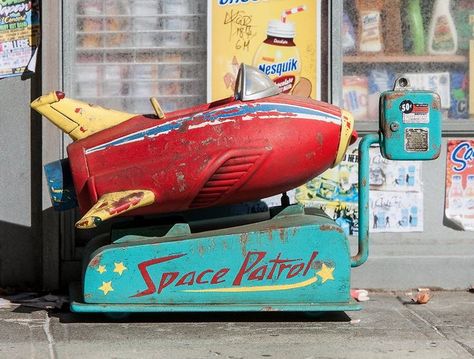 space shuttle coin operated kiddie ride | rocket ride Rocket Ride, Kiddie Rides, Riding Toys, Space Toys, Parc D'attraction, Coin Operated, Vintage Space, Pedal Cars, Tin Toys