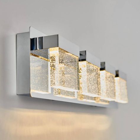 Artika | Bubble Cube 4-light LED Vanity Light Modern Bathroom Vanity Lighting, Modern Vanity Lighting, Vanity Light Bar, Artistic Lighting, Light Fixtures Bathroom Vanity, Led Vanity Lights, Vanity Light Fixtures, Glass Cube, Led Light Fixtures