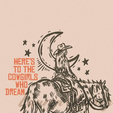 Lauren Chaney Designs on Instagram: "Happy Friday! #laurenchaneydesigns -SOLD-" Vintage Cowgirl Aesthetic, Cute Horse Quotes, Cottage Cowgirl, Retro Western Aesthetic, Cowgirl Illustration, Lauren Aesthetic, Cosmic Cowgirl, Cowgirl Life, Cowboy Quotes