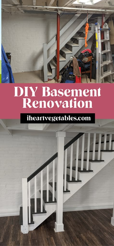 Finished Basement With Cinderblock Walls, Tiny Finished Basement, Creating Bedroom In Basement, Finishing Old Basement, Basement Update Ideas, Cellar Basement Remodel, Cinderblock Basement Walls, Clean Basement Walls, White Brick Basement