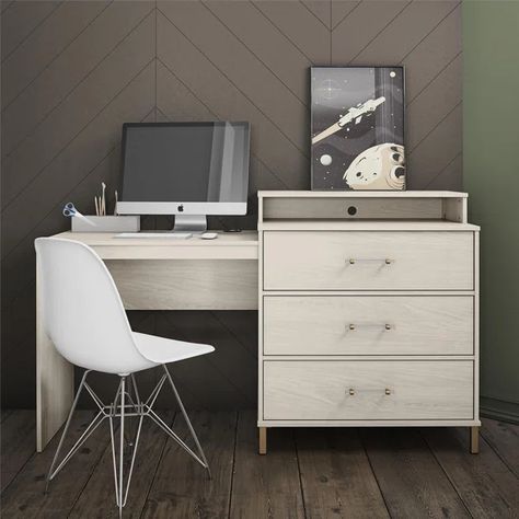 Kalissa 3 Drawer Dresser / Desk Combo Dresser And Desk Combo Bedroom, Dresser And Desk Combo, Dresser Desk Combo, Dresser And Desk, Storage For Clothing, Armoire Desk, Organized Bedroom, Teen Desk, Dresser Desk