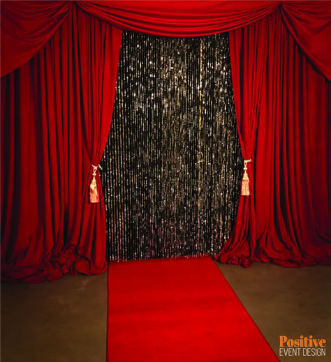 Beaded Drapes, Unique Prom Themes, Hollywood Red Carpet Theme, Hollywood Red Carpet Party, Burgundy Birthday, Hollywood Decorations, Red Carpet Decorations, Red Carpet Photo Booth, Old Hollywood Prom