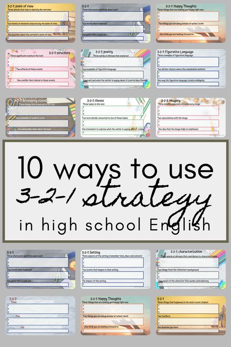 3 2 1 Strategy for High School English - McLaughlin Teaches English Reader Response, Reading Assessment, Homeschool Writing, First Year Teaching, 8th Grade Ela, Classroom Tools, Ela Teacher, Teaching Career, Writing Strategies