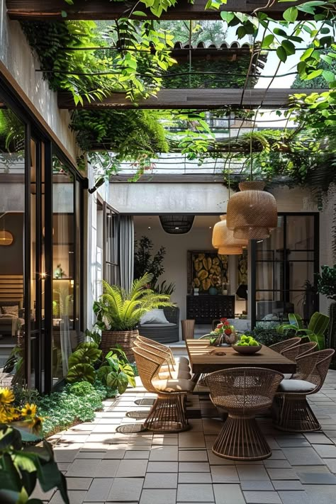 Courtyard House: Maximizing Outdoor Living - Quiet Minimal Garden In The Middle Of The House, Apartment Courtyard Design, Indoor Atrium Internal Courtyard, Courtyard Ideas Inside House, Side Courtyard Ideas, Atriums In Houses, Courtyard Inside House, Narrow Courtyard Ideas, Modern Home Courtyard