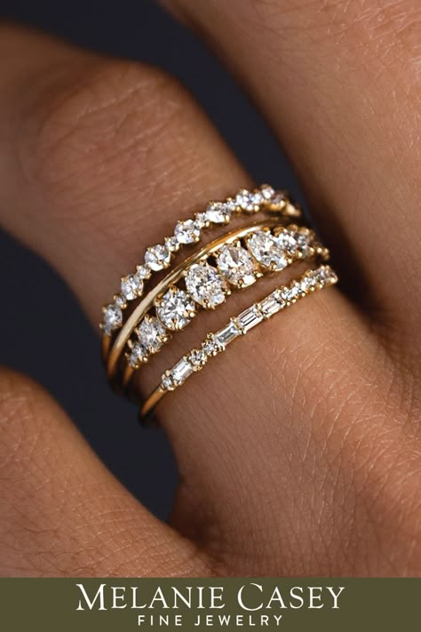 Wavelet, Pairing, Perspective, Morse Code - just a few of our unique diamond bands, ready to make the ring stack of your dreams! See all of our stacking rings and wedding bands at melaniecasey.com. Melanie Casey, Dream Engagement Rings, Ring Ideas, Put A Ring On It, Dream Ring, Pretty Jewellery, Jewelry Inspo, Weeding, Diamond Wedding Bands